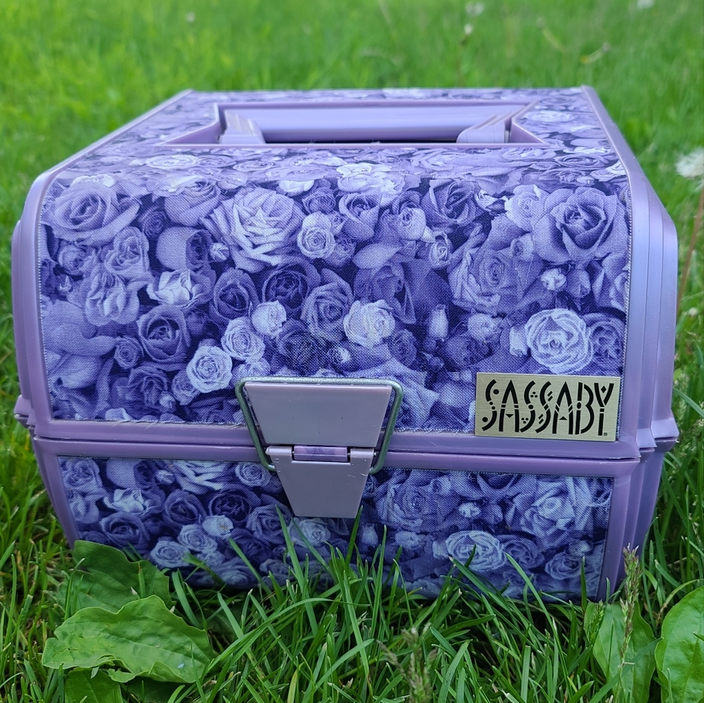 VINTAGE 80s purple rose SASSABY caboodle